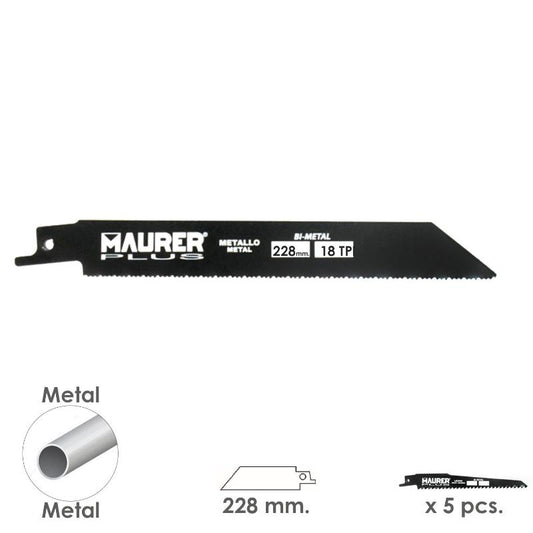Hoja Para Sierra Sable Metal 228 Mm. - 18 Tpi Tipo Bosch (5 Piezas)_0
