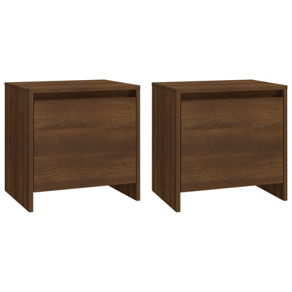 Mesita Noche 2 Uds Madera Ingeniería Marrón Roble 45x34x44,5 Cm_0