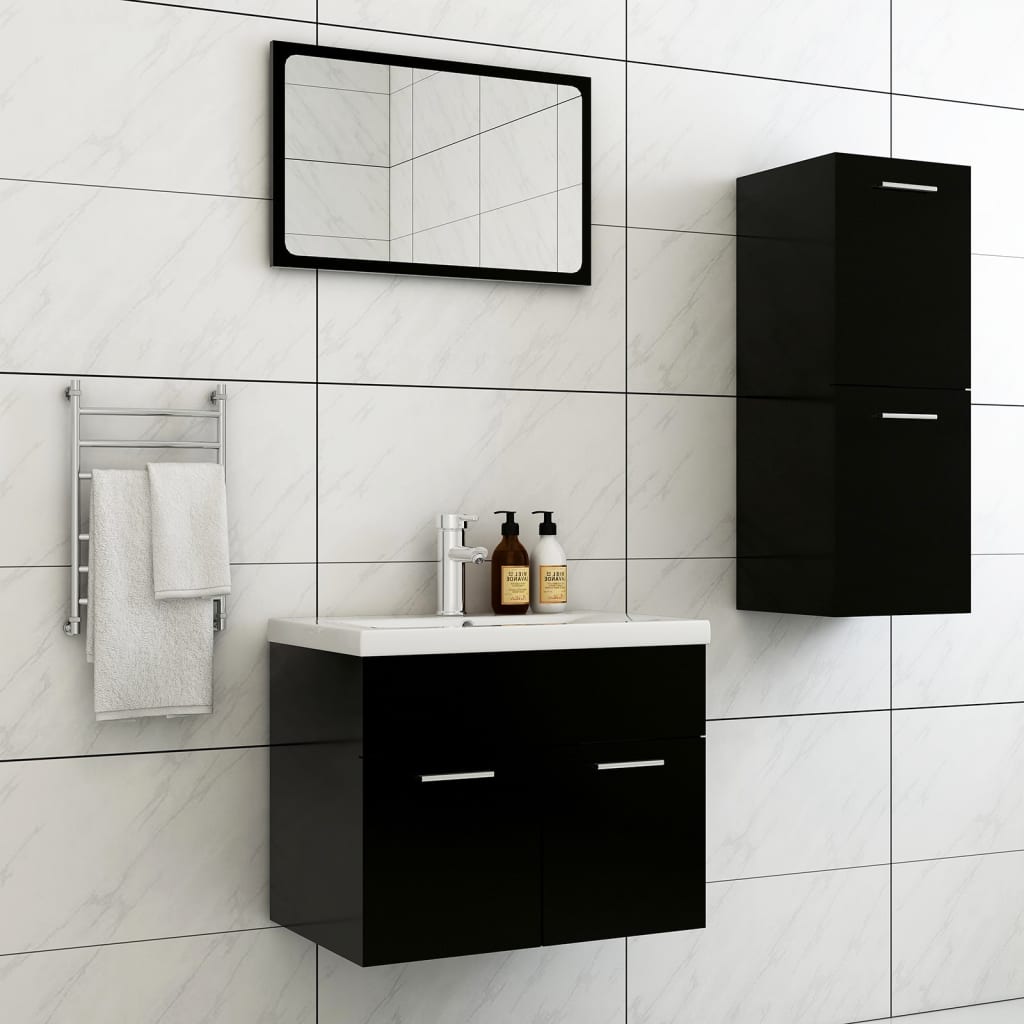 Conjunto De Muebles De Baño Madera De Ingeniería Negro / Vetonek_3