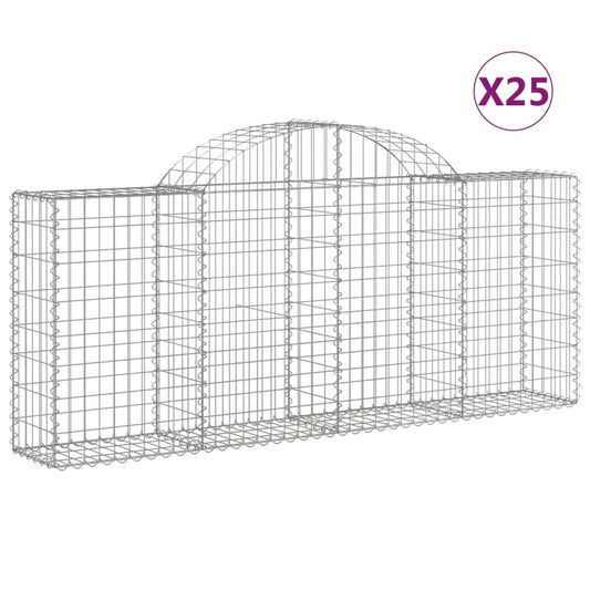 Cestas De Gaviones 25 Uds Forma De Arco Hierro 200x30x80/100 Cm_0