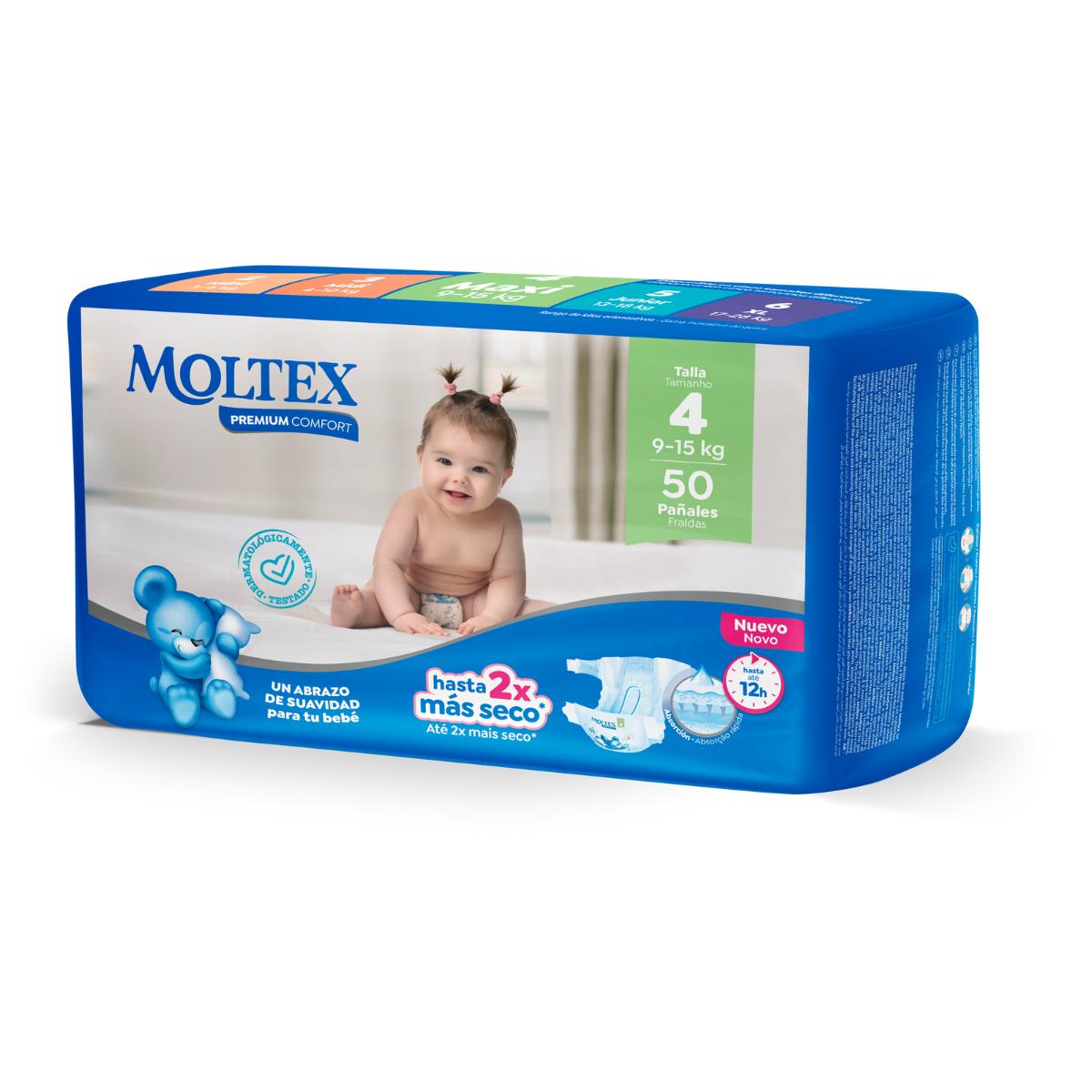 Fraldas Moltex Premium Comfort T4 (9-15 kg) 50 unidades