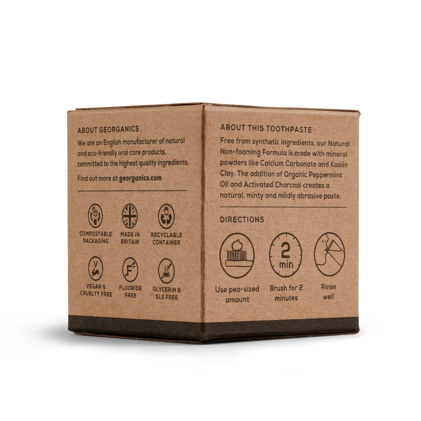 Pasta de dentes com óleo de coco e carvão ativado Georganics 120 ml