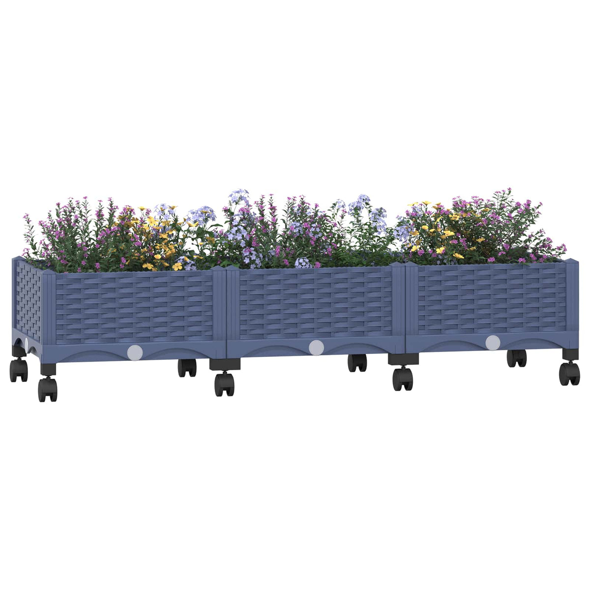 Macetero De Jardín Con Ruedas Gris Azulado 120 X 40 X 29 Cm Pp_2