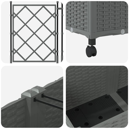 Jardinera Con Enrejado Y Ruedas 2 Uds. Gris Claro_4