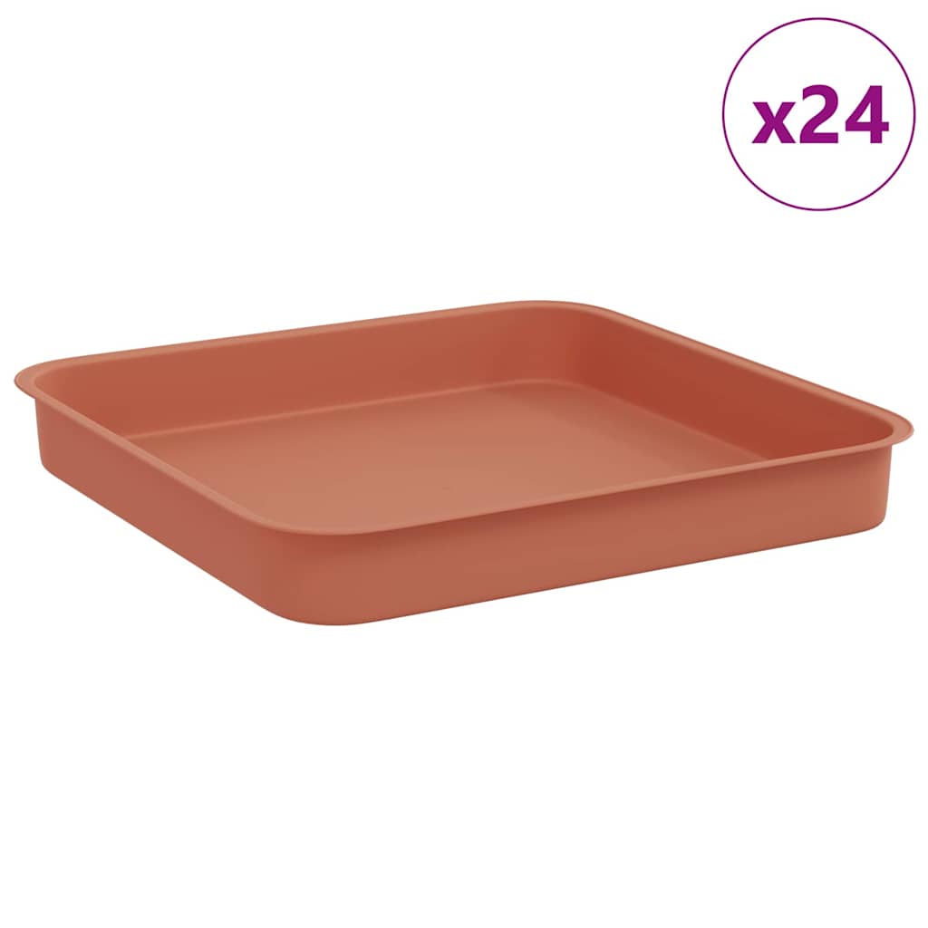 Bandeja Cuadrada Para Flores 24 Uds. Rojo Ladrillo Plástico_0