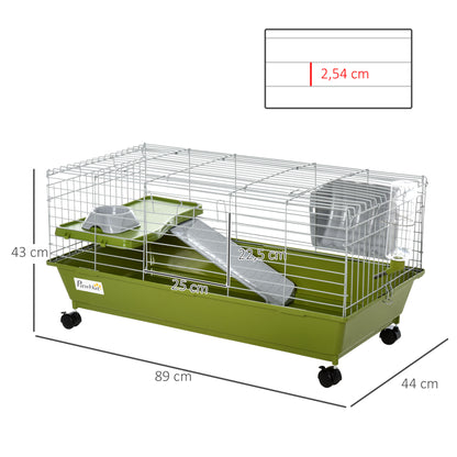 Gaiola Para Pequenos Animais Pawhut Metal, Pp Verde 89x44x43 Cm_2