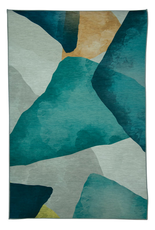 Alfombra Salón, Alfombra Dormitorio Pelo Suave Con Motivos De Cebra Azul Blanco Amarillo 80x120cm- Decoración- Mobiliario Del Hogar_0