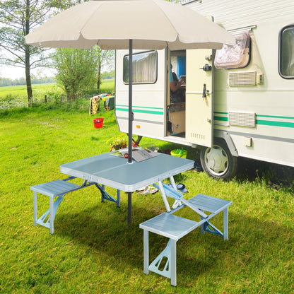 Outsunny Mesa Maleta De Camping Plegable Con 4 Asientos Y Agujero Para Sombrilla_1