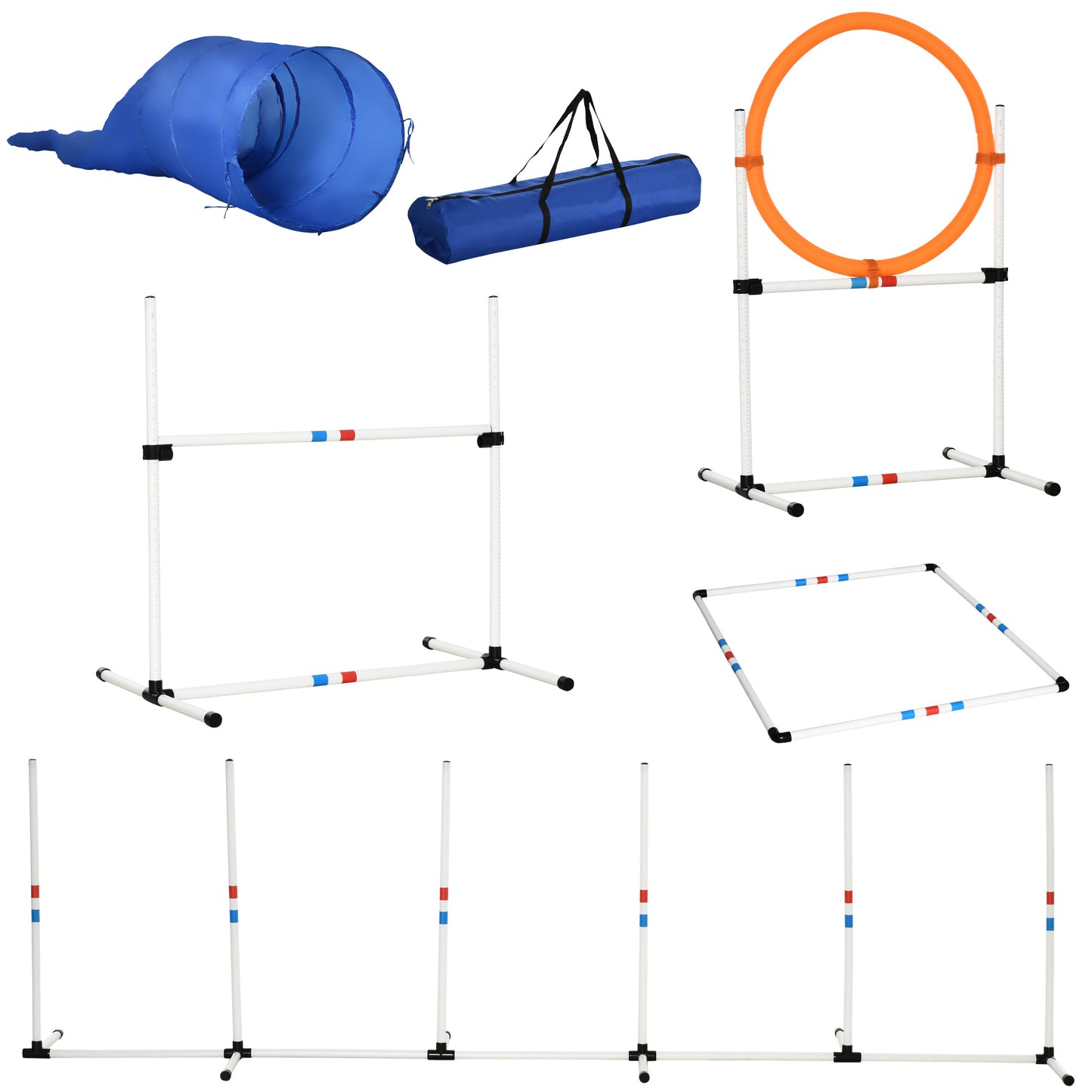 Pawhut Set De Entrenamiento Agilidad Para Perros Con Túnel Y Bolsa De Transporte_0