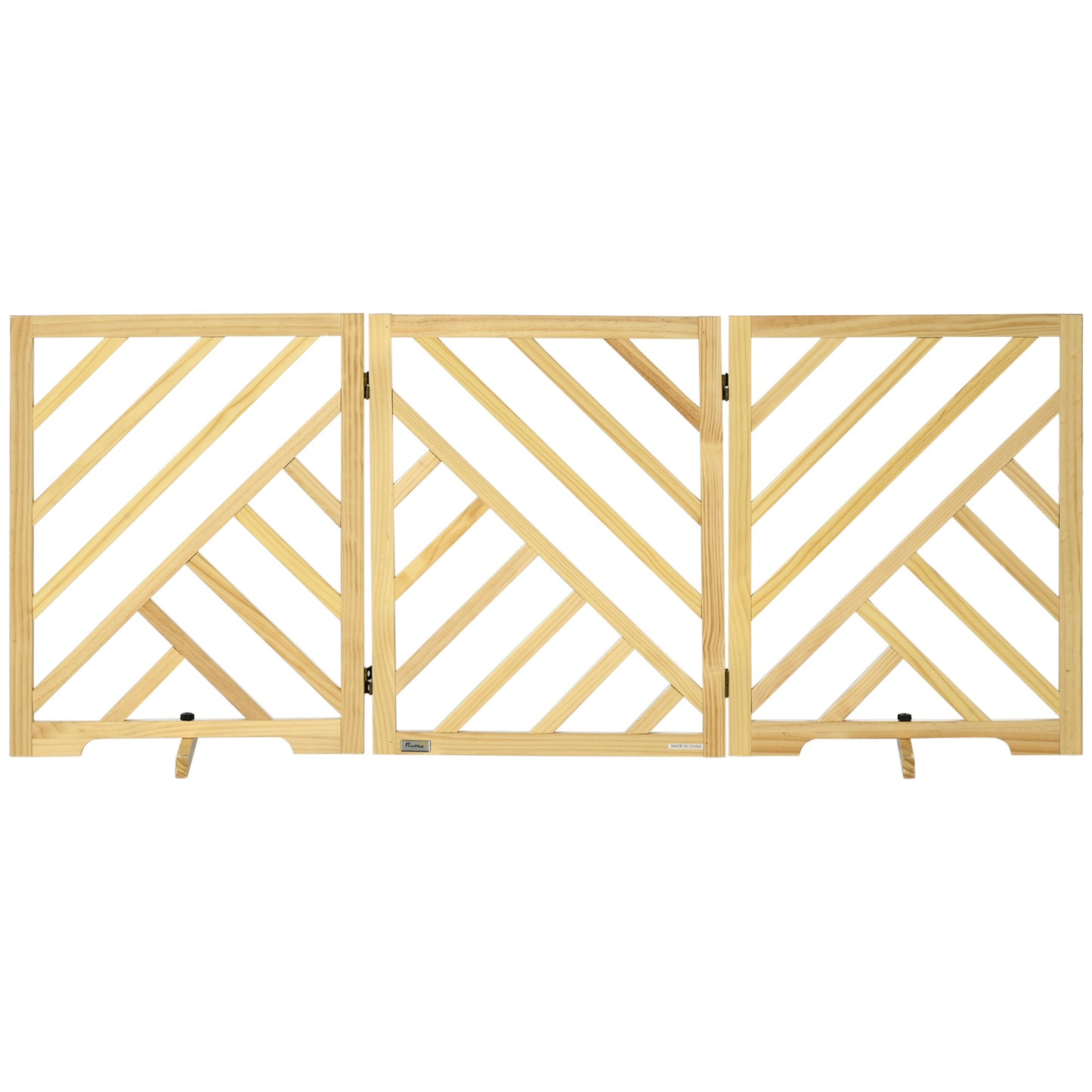 Pawhut Barrera De Seguridad Plegable Para Perros 3 Paneles 181x35x76 Cm Natural_0