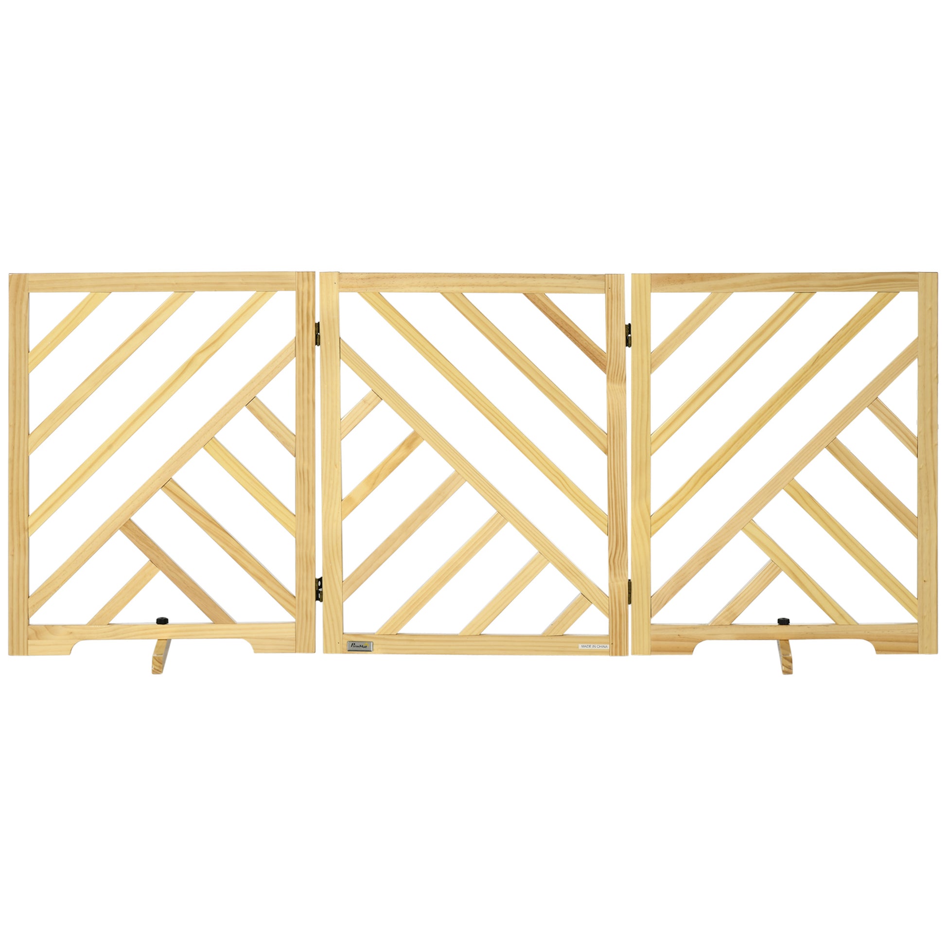 Pawhut Barrera De Seguridad Plegable Para Perros 3 Paneles 181x35x76 Cm Natural_0
