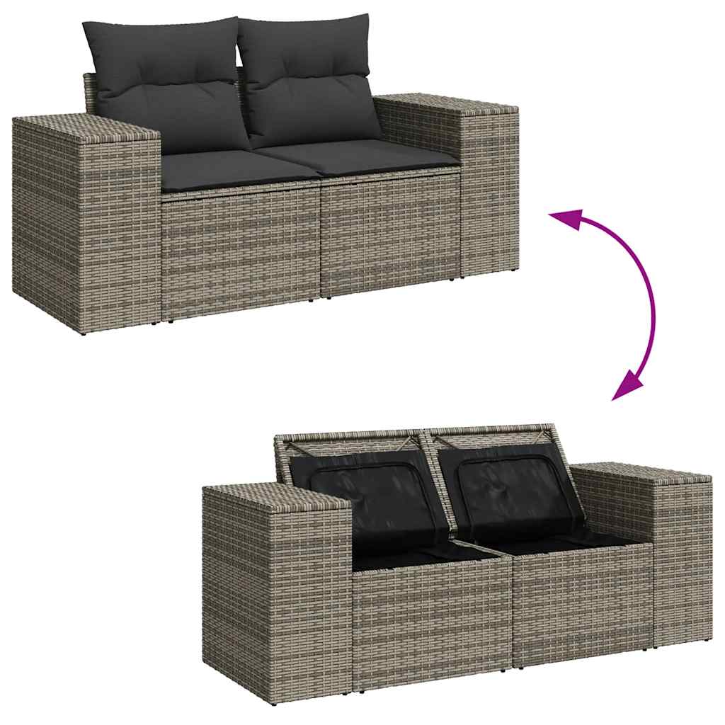 Set De Sofás De Jardín Con Cojines 9 Pzas Ratán Sintético Gris / Vetonek_5