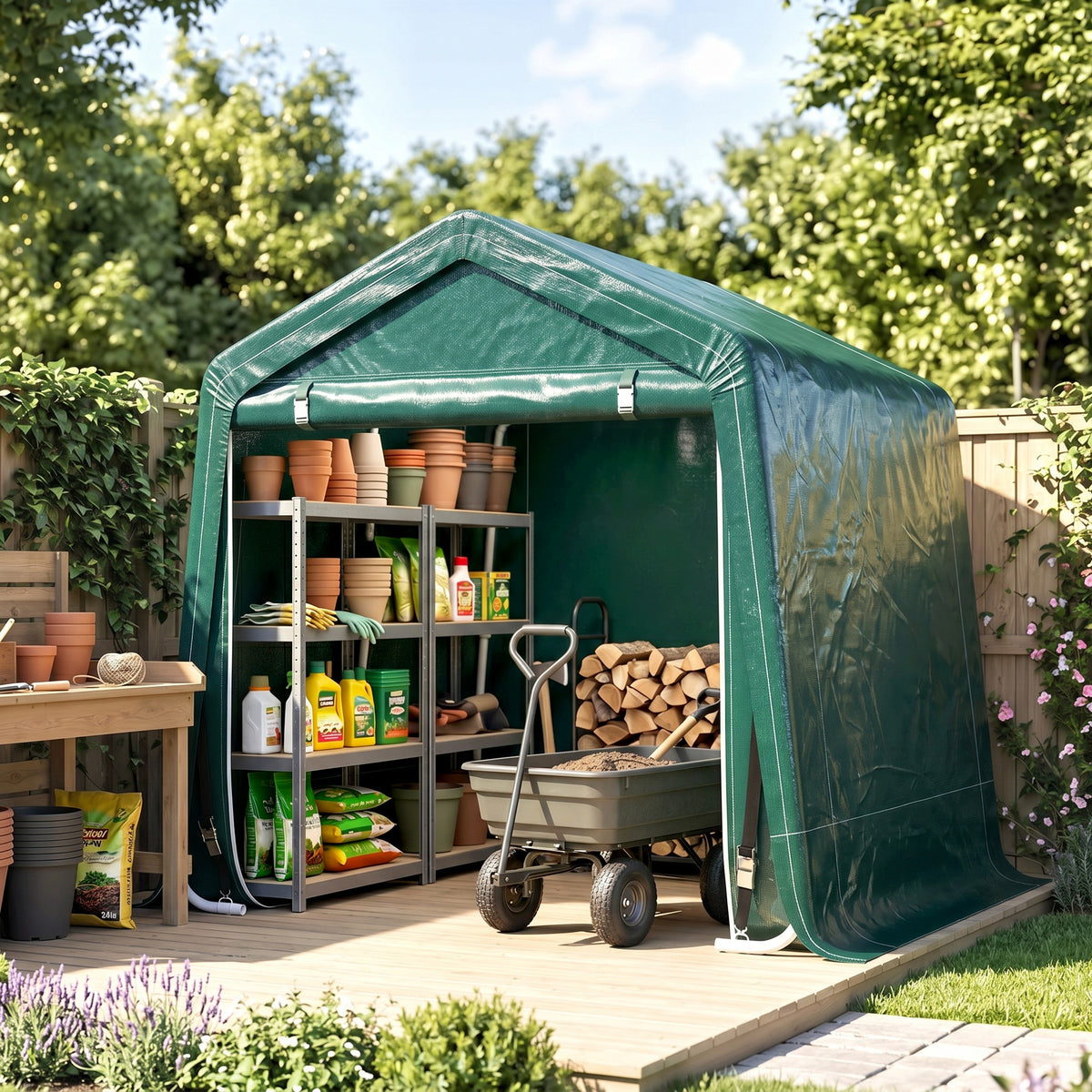 Outsunny Carpa De Jardín Exterior 2,4x2x2 M Con 2 Puertas Con Cremallera Verde_1