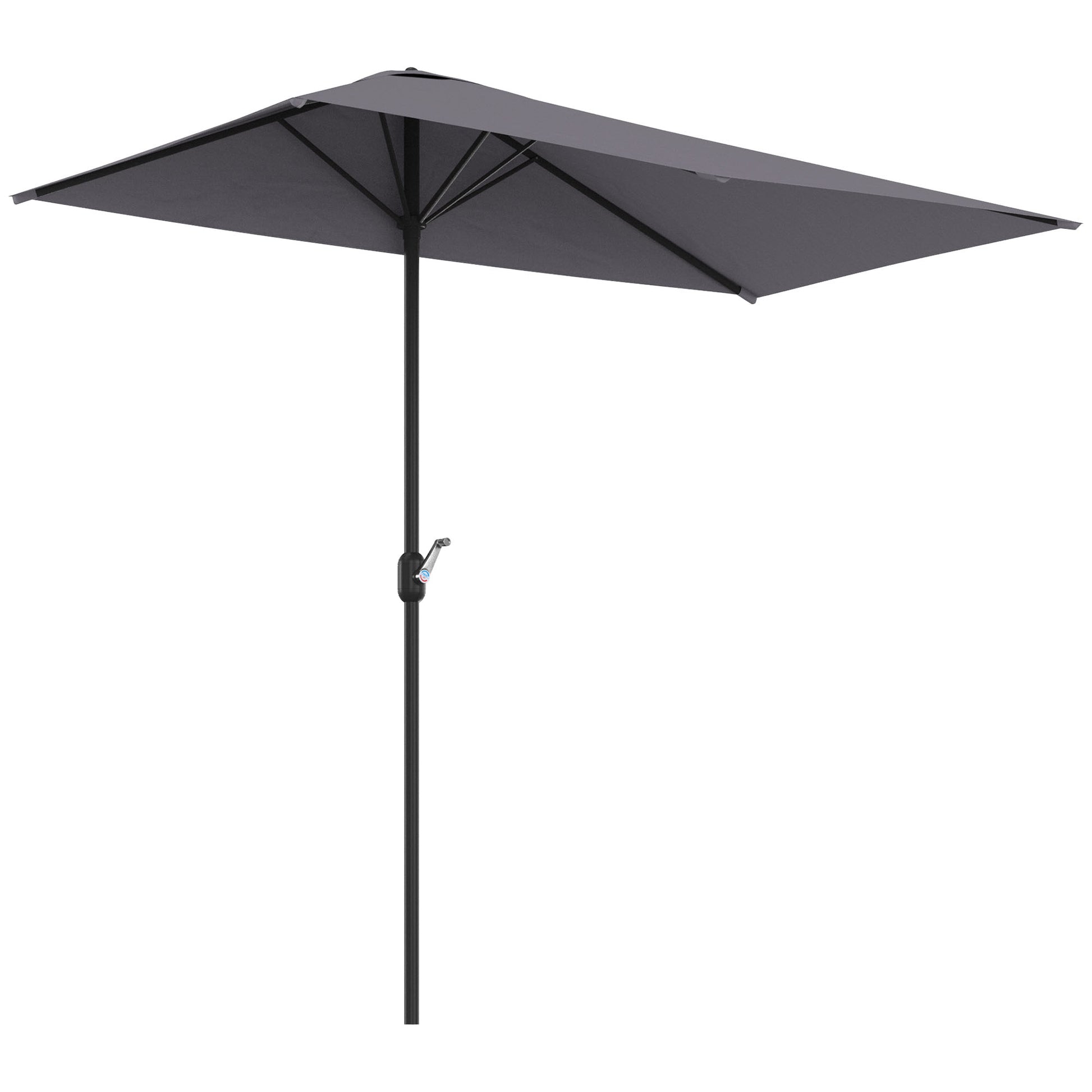 Outsunny Media Sombrilla 230x130x245 Cm Parasol De Pared Con Manivela Gris_4