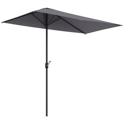Outsunny Media Sombrilla 230x130x245 Cm Parasol De Pared Con Manivela Gris_4