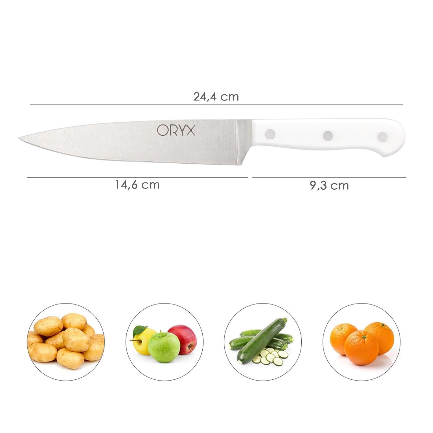 Cuchillo Husky Verduras 15 Cm. Hoja Acero Inoxidable, Cuchillo Verduras, Cuchillo Cortar Verduras Mango Ergonomico Blanco