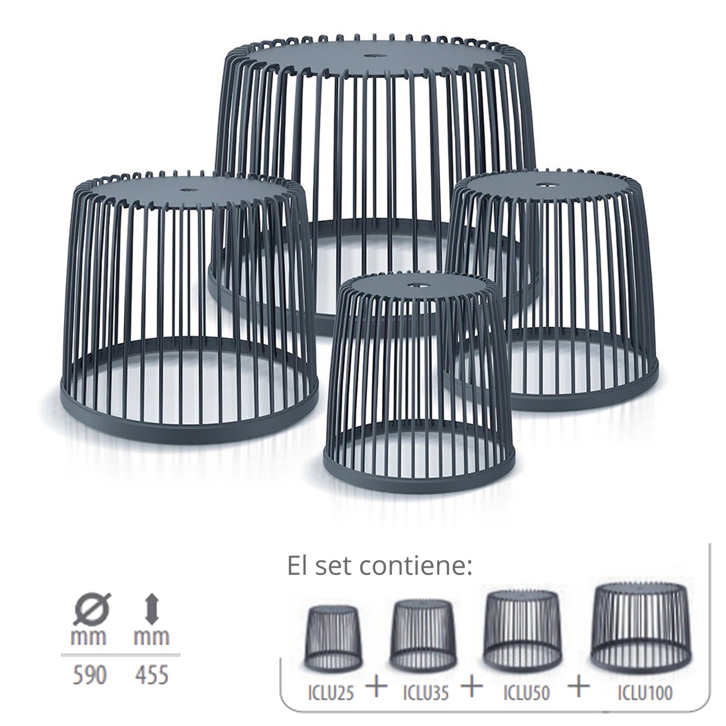 Cesta De Jardín Soporte - Mesa Auxiliar Decorativa Clubo , Dimensiones (mm) 590x590x455, Color Antracita