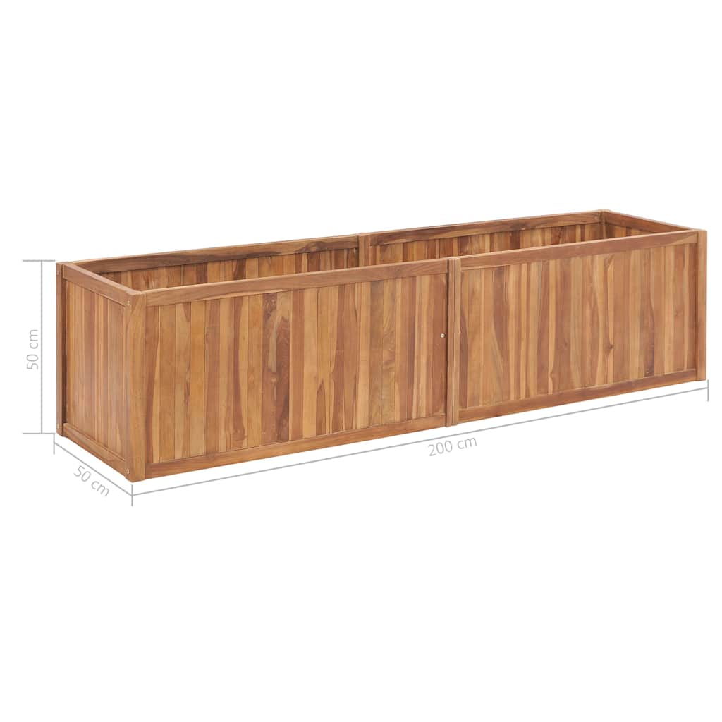 Arriate De Madera Maciza De Teca 200x50x50 Cm_5