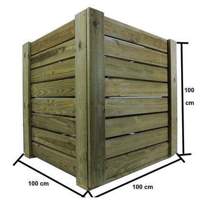 Macetero De Madera Eko Xxl Vidahuerto Para Árboles Y Plantas Grandes 100x100x100 Cm.