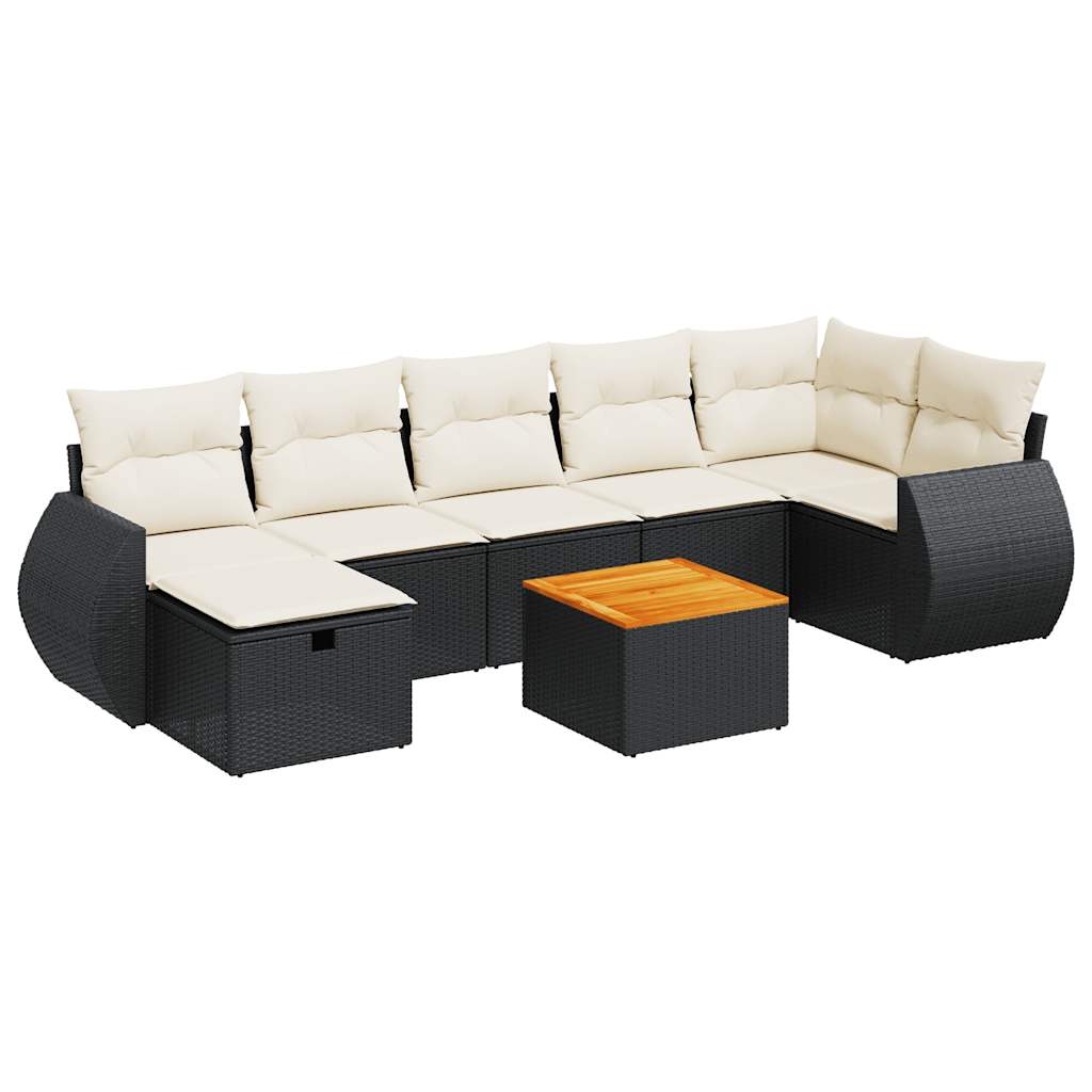 Set De Sofás De Jardín Y Cojines 8 Piezas Ratán Sintético Negro / Vetonek_2