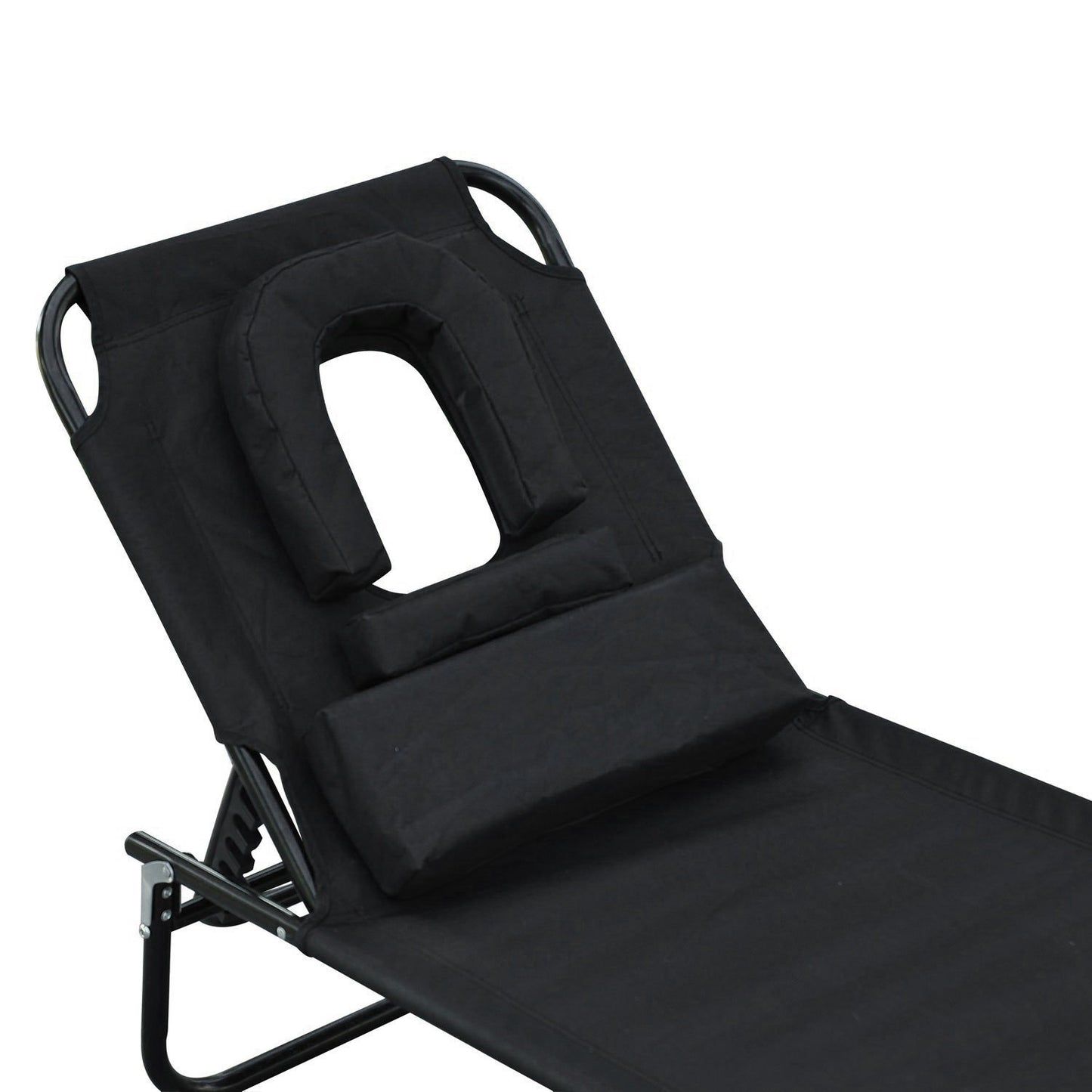 Outsunny Tumbona Plegable Con Respaldo Ajustable 190x56x28 Cm Negro_3