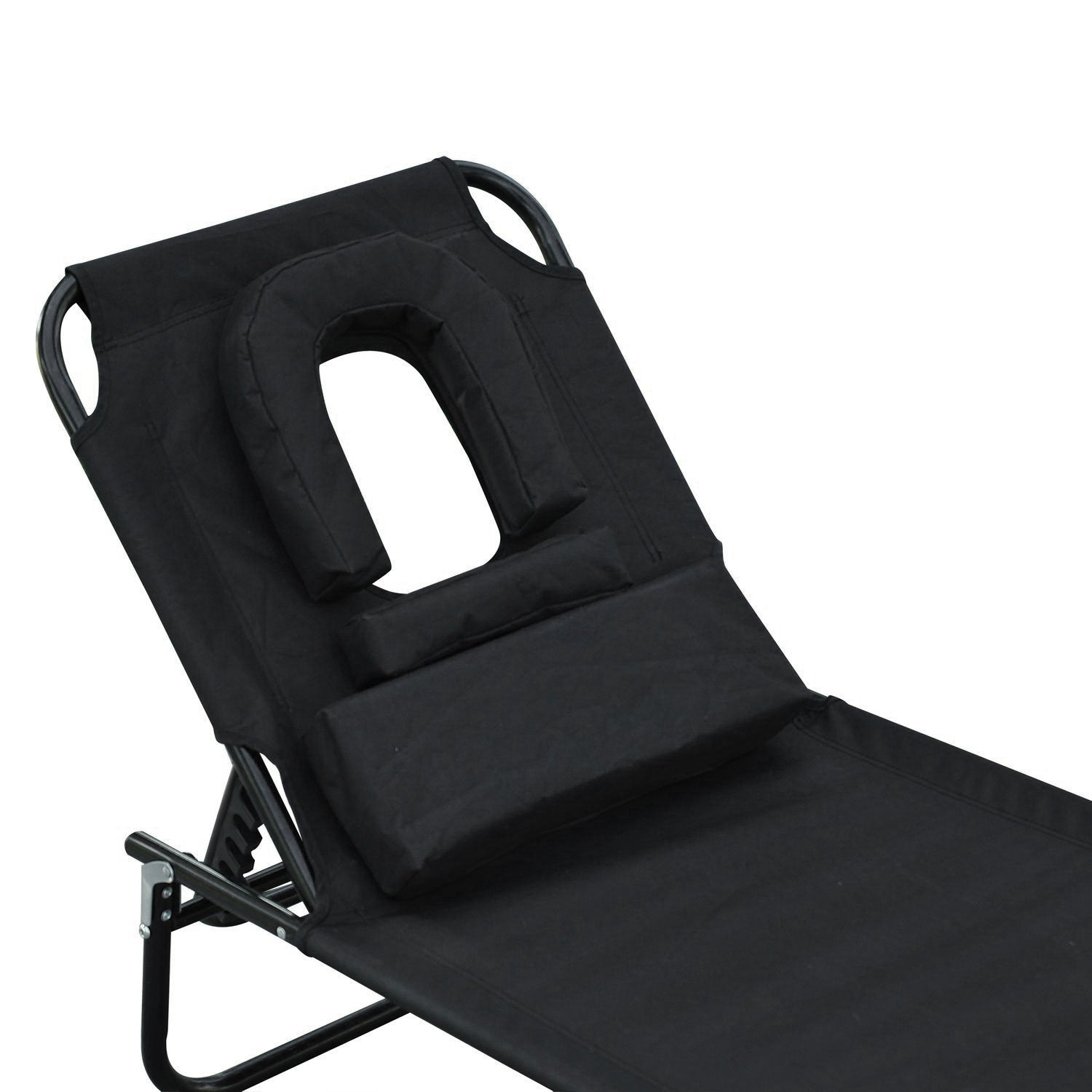 Outsunny Tumbona Plegable Con Respaldo Ajustable 190x56x28 Cm Negro_3