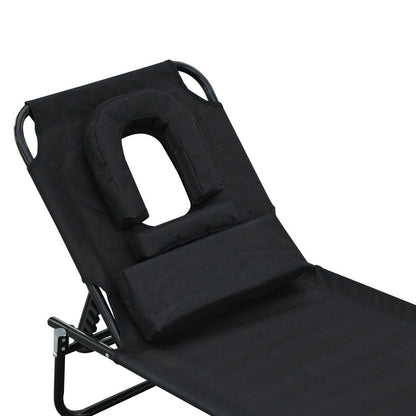 Outsunny Tumbona Plegable Con Respaldo Ajustable 190x56x28 Cm Negro_3