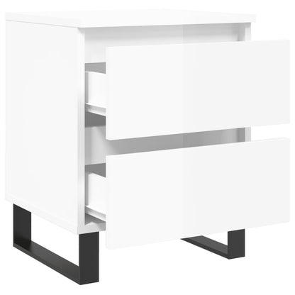 Mesitas Noche 2 Uds Madera Ingeniería Blanco Brillo 40x35x50 Cm_4
