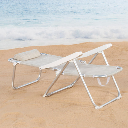 Aktive Pack 2 Sillas Playa 48x60x90 Cm Beige 5 Posiciones Con Cojín_2