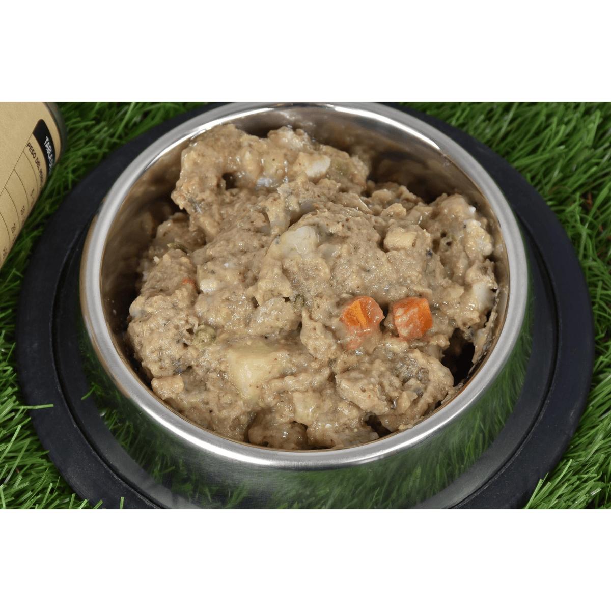 Embalagem de 12 rações húmidas superpremium sem cereais para cães com salmão, 380 g, Planeta Huerto