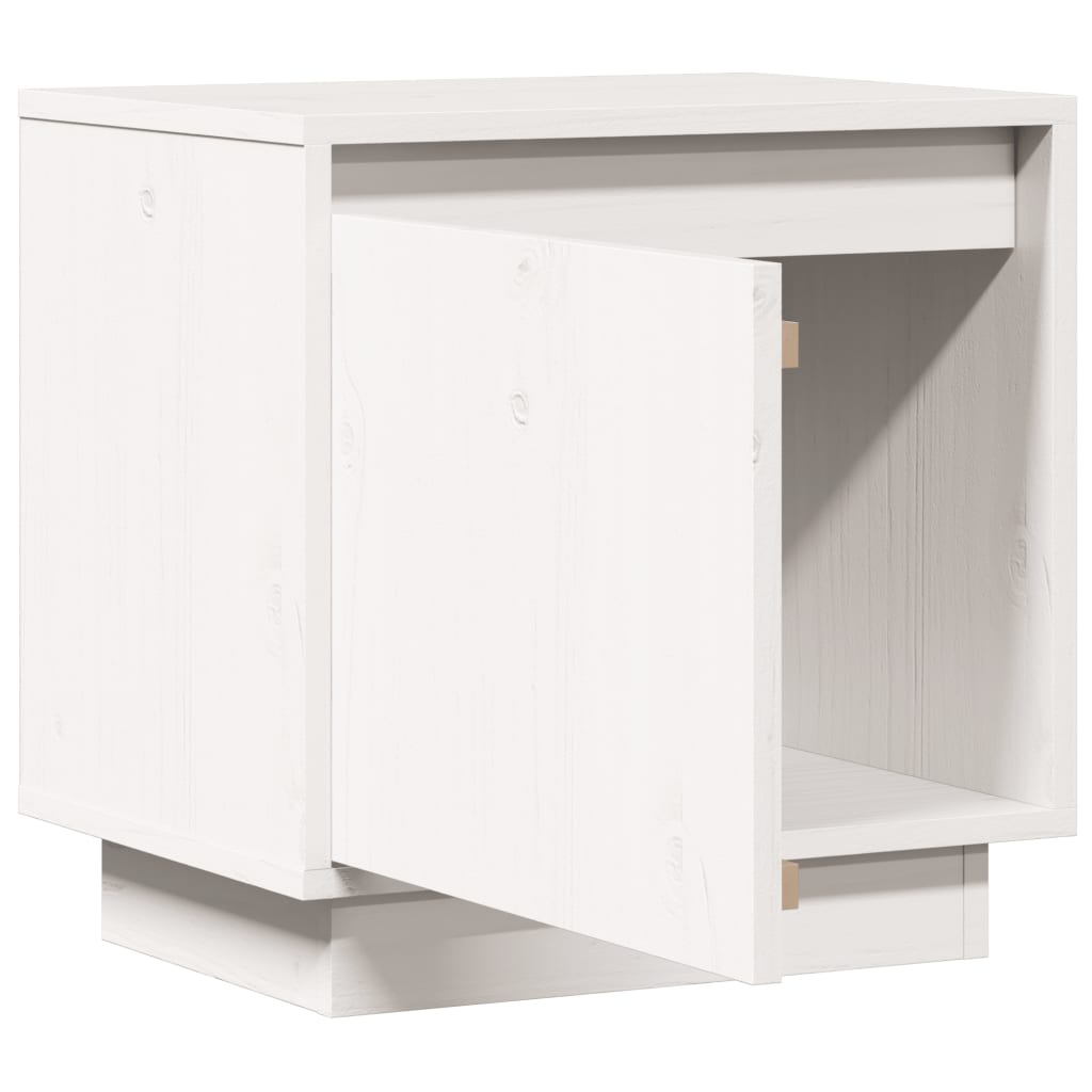 Mesitas De Noche 2 Uds Madera Maciza De Pino Blanco 40x30x40 Cm_2