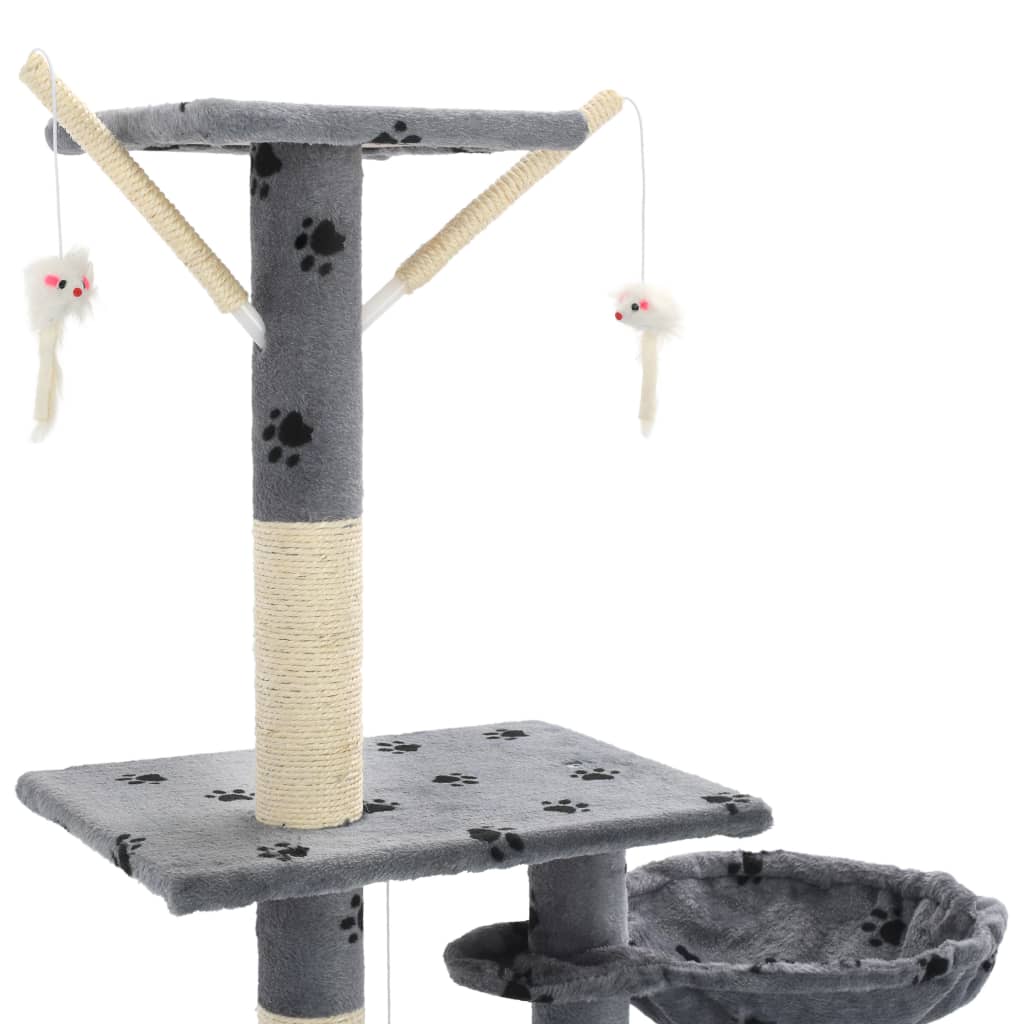 Rascador Para Gatos Con Poste De Sisal 230-250 Cm Huellas Gris_4