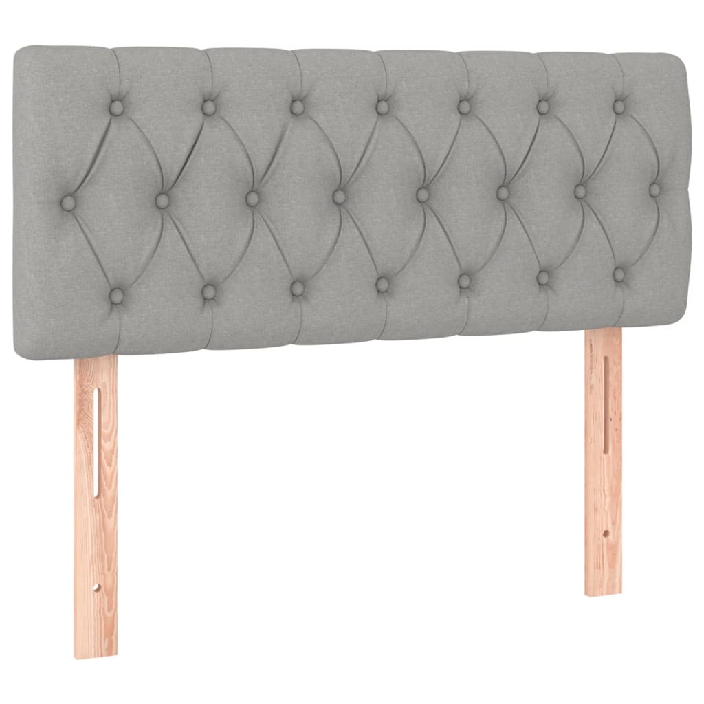 Cama Box Spring Colchón Y Luces Led Tela Gris Claro 100x200 Cm / Vetonek_2