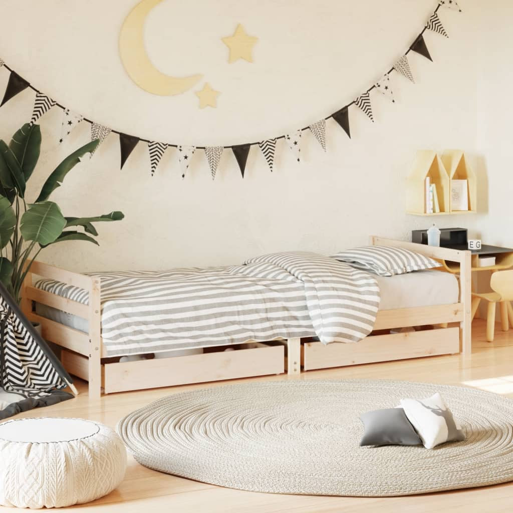 Vidaxl Estructura De Cama Infantil Con Cajones Madera Pino 90x190 Cm_1