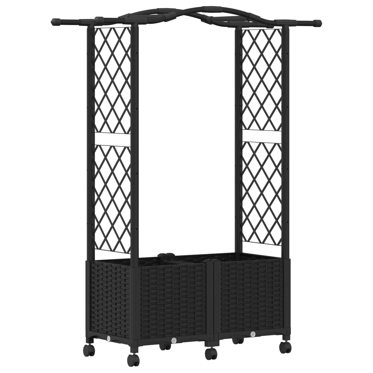 Cama Elevada Con Trellis Y Techo Negro 125 X 40 X 144 Cm Pp_0