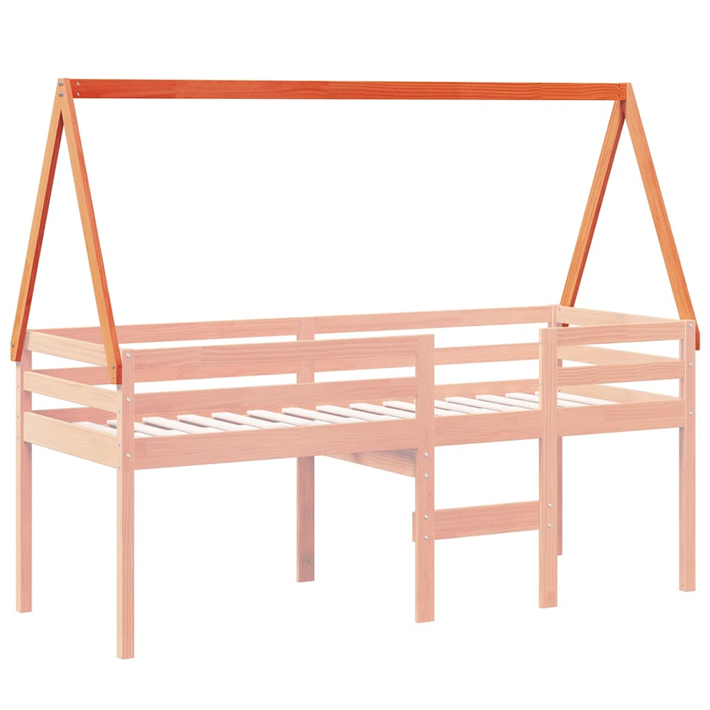 Techo De Cama Infantil Madera Maciza Marrón 199x80,5x88 Cm_2