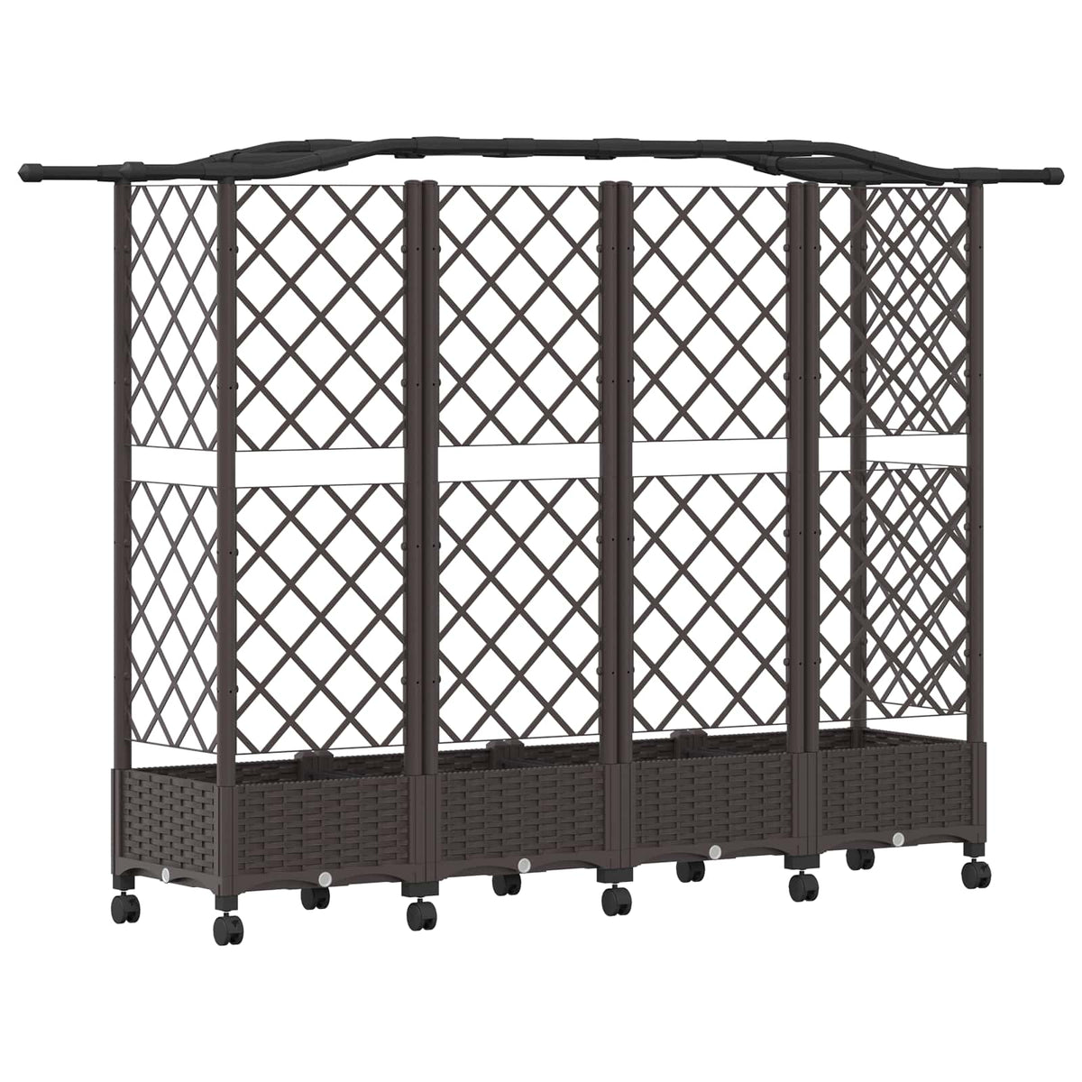 Cama Elevada Con Trellis Y Techo Marrón 203,5 X 40 X 129 Cm Pp_4