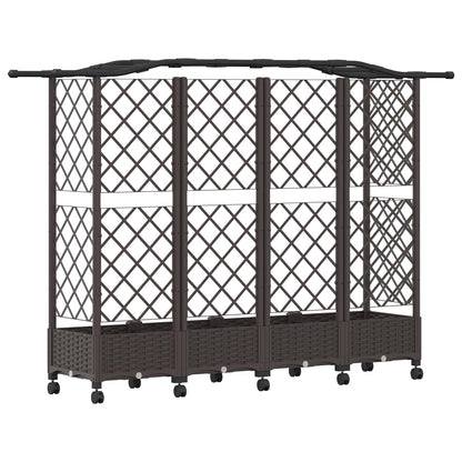 Cama Elevada Con Trellis Y Techo Marrón 203,5 X 40 X 129 Cm Pp_4
