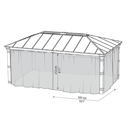 Conjunto mosquiteiro para gazebo Dallas 360x611 cm 