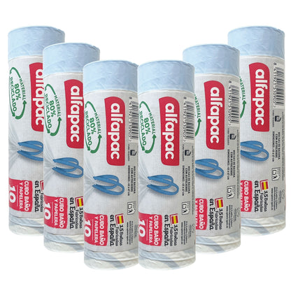 80% Reciclado 6 Rollos De 15 Bolsas De Basura 10l Con Autocierre