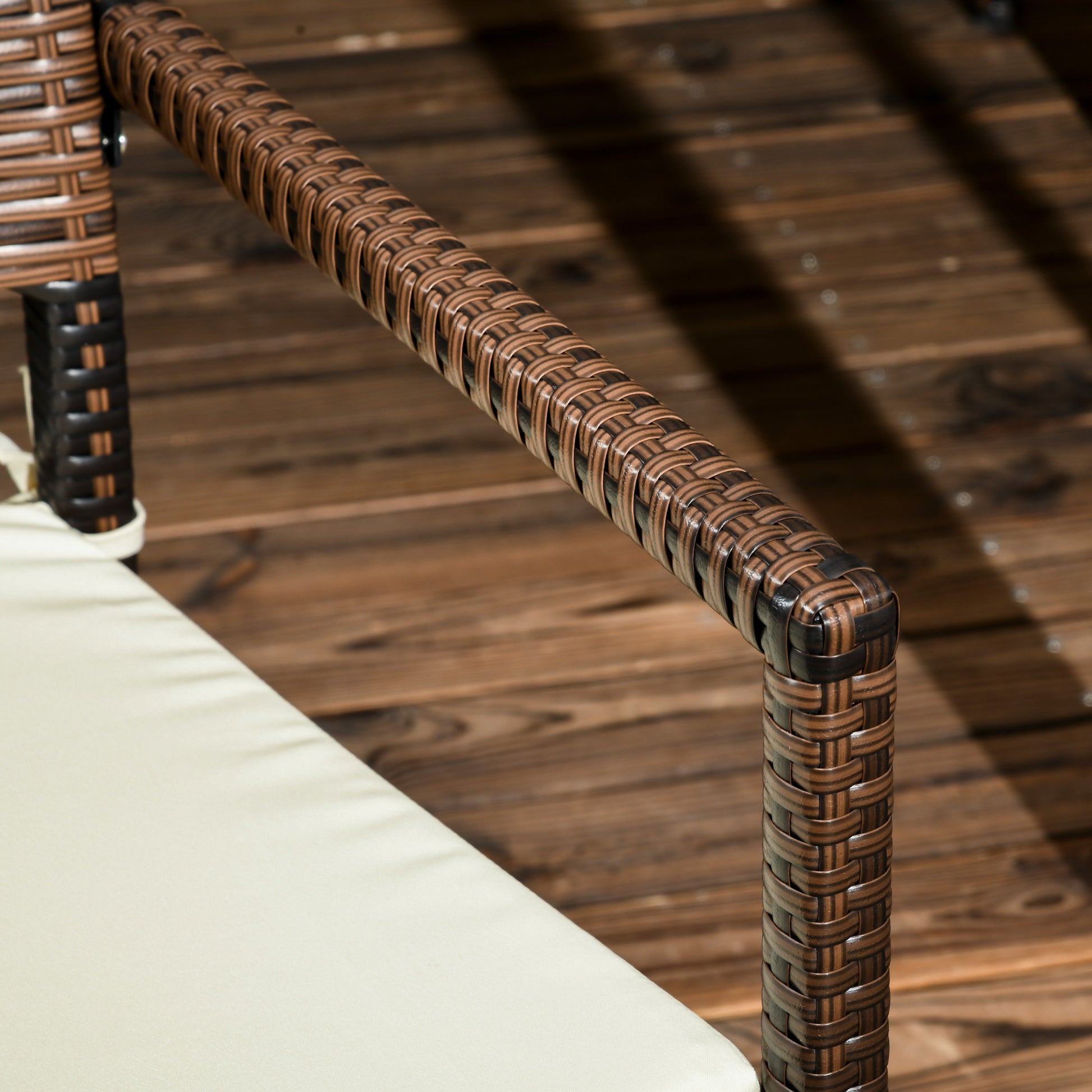 Outsunny Conjunto De Muebles De Ratán Sintético Mesa De Centro 4 Sillas Marrón_4
