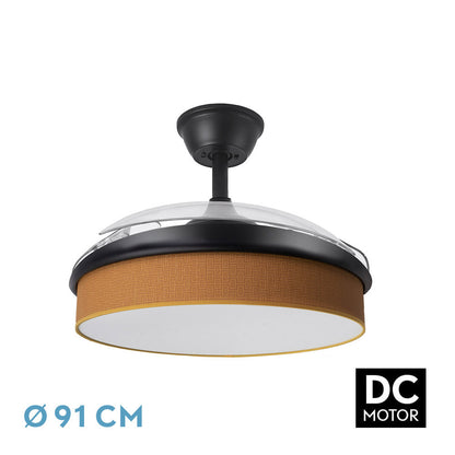 Ventilador Dc Moda 72w Negro/naranja 91d 3aspas 7200lm 3000-4000-6000k Remoto+ Memoria+ Temporizador_0