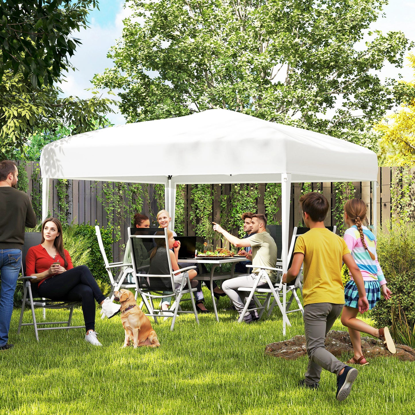 Outsunny Carpa Plegable 3x3 M Con Bolsa Altura Ajustable Blanco Plata_1