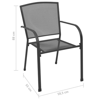 Vidaxl Juego Muebles De Comedor De Jardín De 5 Piezas Acero Antracita_2