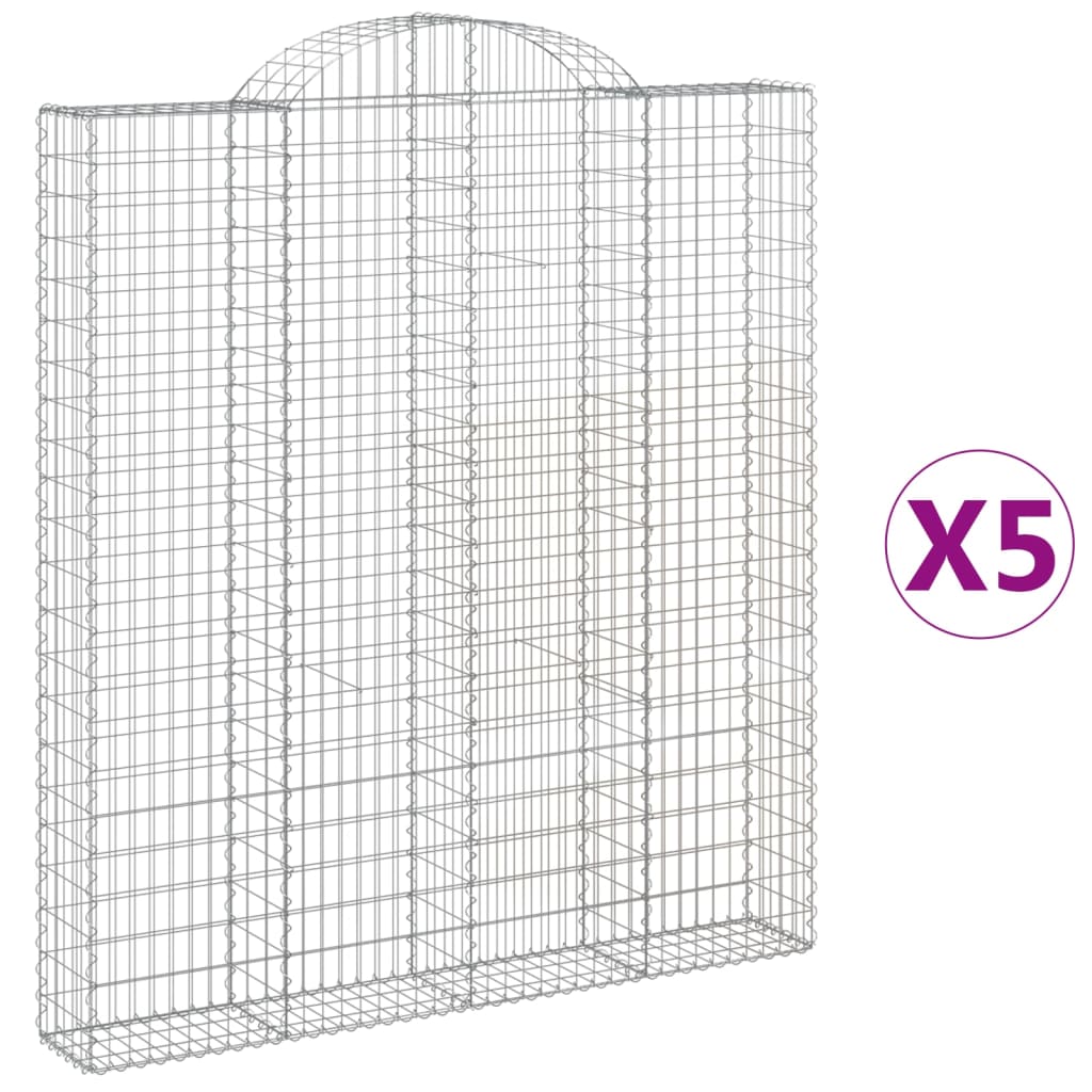 Cestas De Gaviones 5 Uds Forma De Arco Hierro 200x30x220/240 Cm_0
