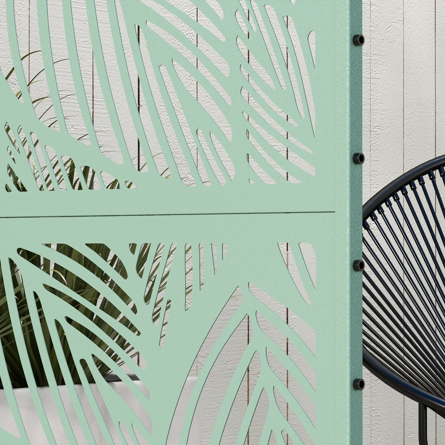 Outsunny Biombo Exterior Con 3 Piezas Patrón De Hoja Grande 122x45x198cm Verde_4