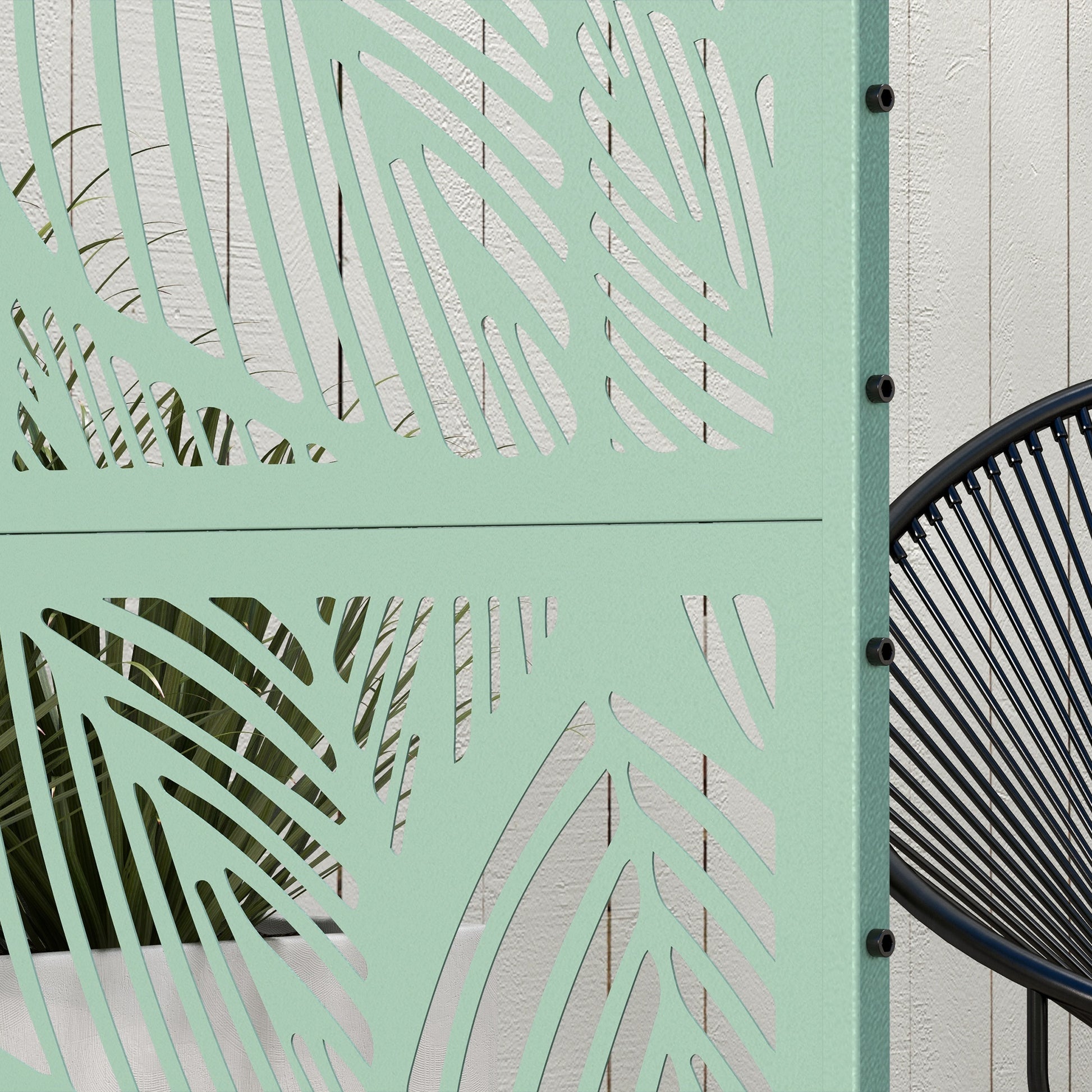 Outsunny Biombo Exterior Con 3 Piezas Patrón De Hoja Grande 122x45x198cm Verde_4