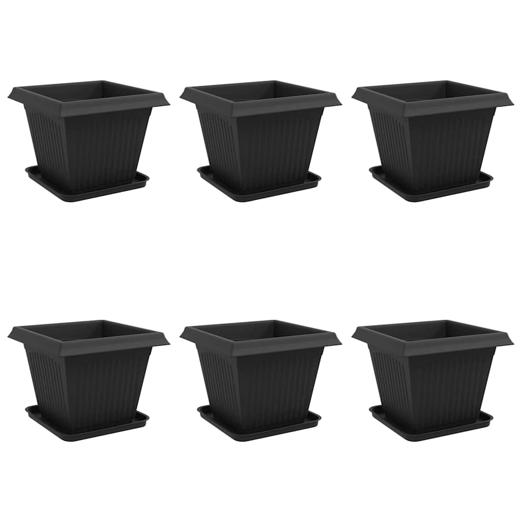 Macetas 6 Uds. Negro Plástico_0