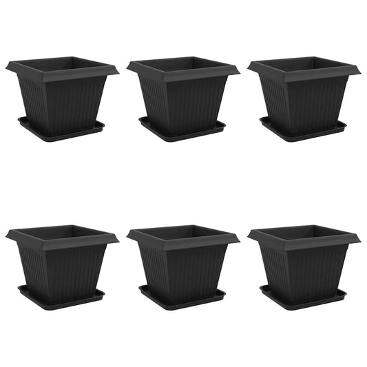 Macetas 6 Pcs Negro 38 X 38 X 30 Cm Plástico_0