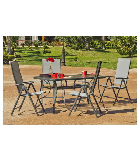 Sillón-tumbona Apilable Terraza Jardín Sulam-5 Acero /textilen Gris Antracita, 100 Cm(al_0